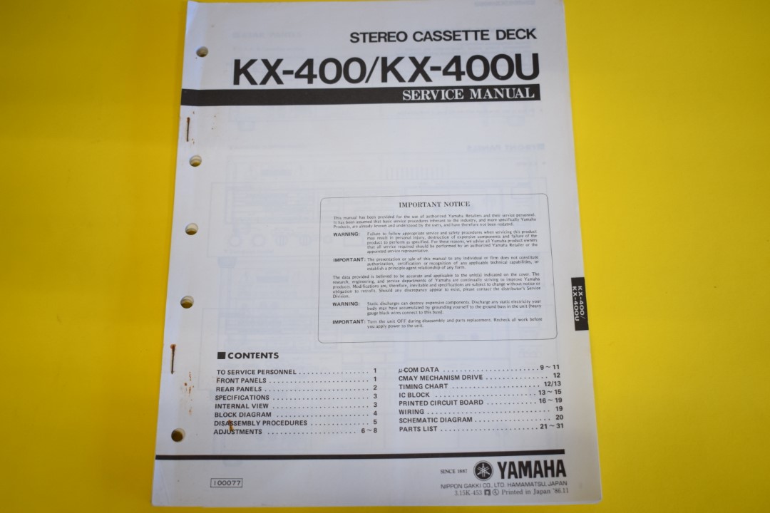 Yamaha KX-400/KX-400U cassettedeck Service Manual