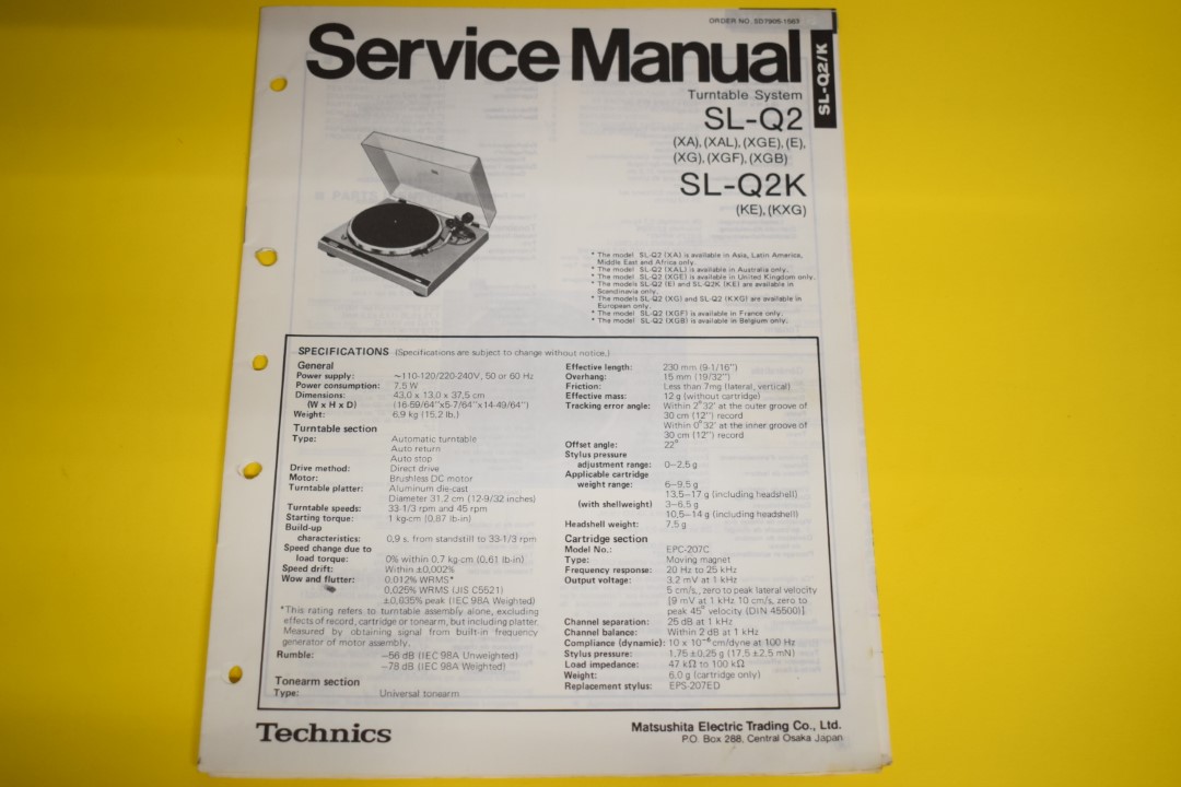 Technics SL-Q2 Platenspeler Service Manual