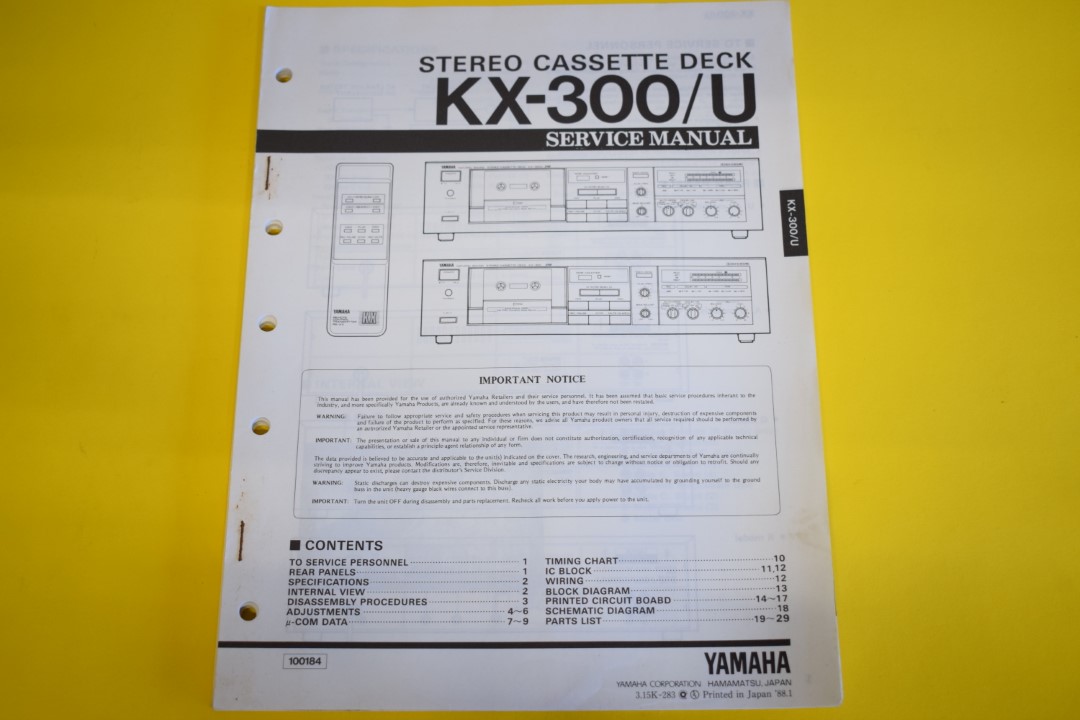 Yamaha KX-300/U cassettedeck Service Manual