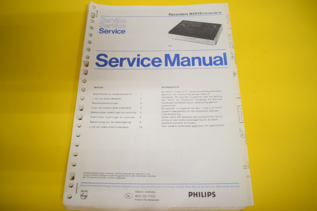 Philips N2515 cassettedeck Service Manual - Nederlands