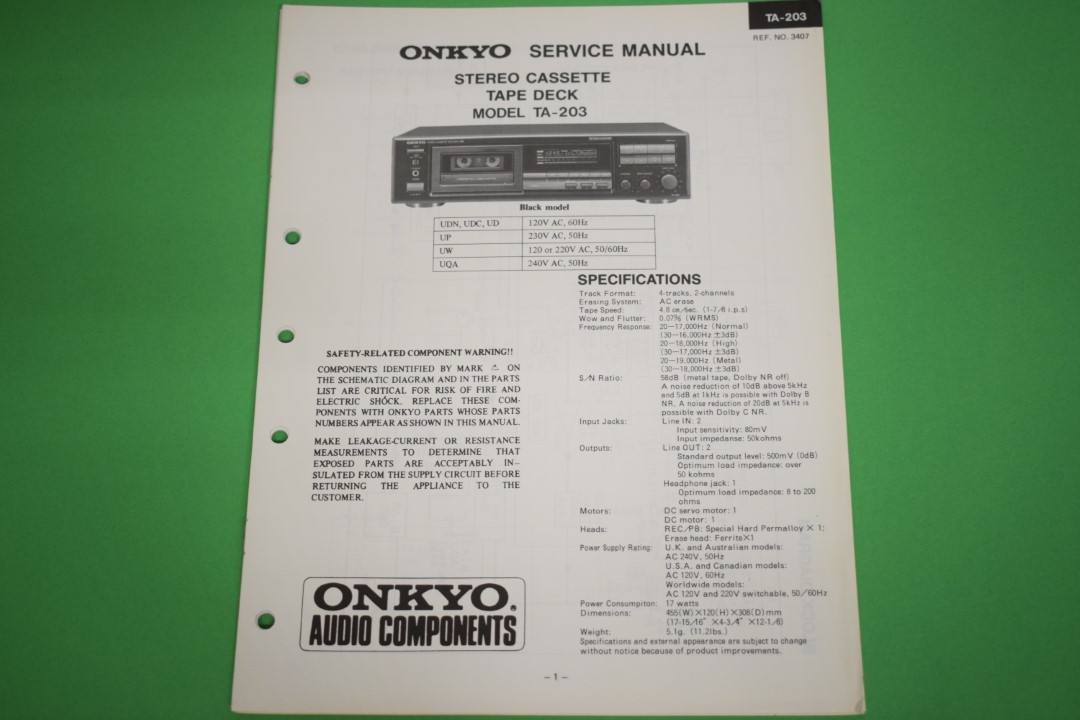 Onkyo TA-203 cassettedeck Service Manual