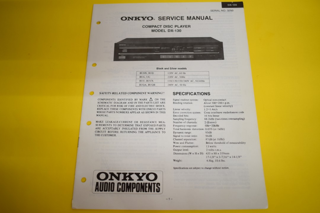 Onkyo DX-130 CD-Speler Service Manual