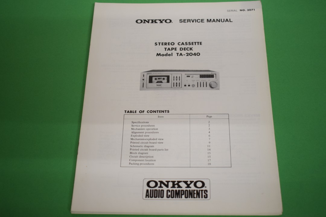 Onkyo TA-2040 cassettedeck Service Manual