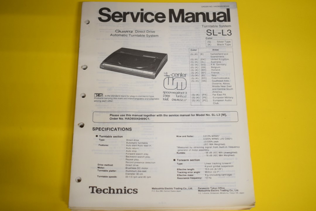 Technics SL-L3 Platenspeler Service Manual