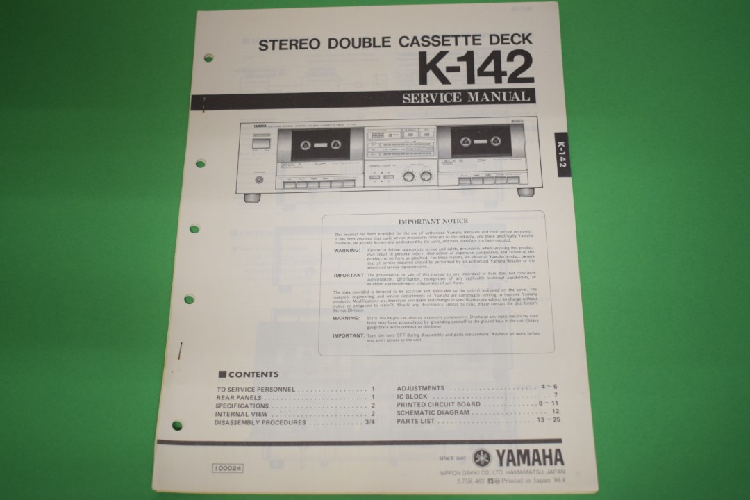 Yamaha K-142 cassettedeck Service Manual