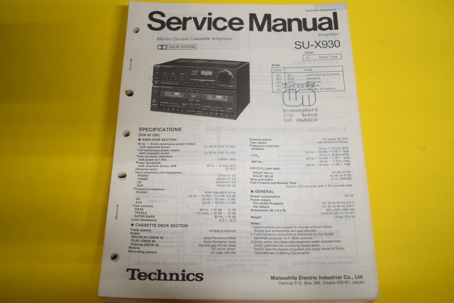 Technics SU-X930 Versterker Service Manual