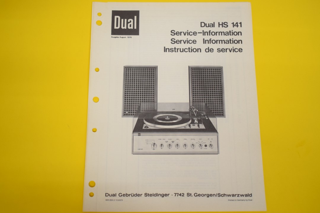 Dual HS 141 Platenspeler / Versterker / Luidspreker Service Manual
