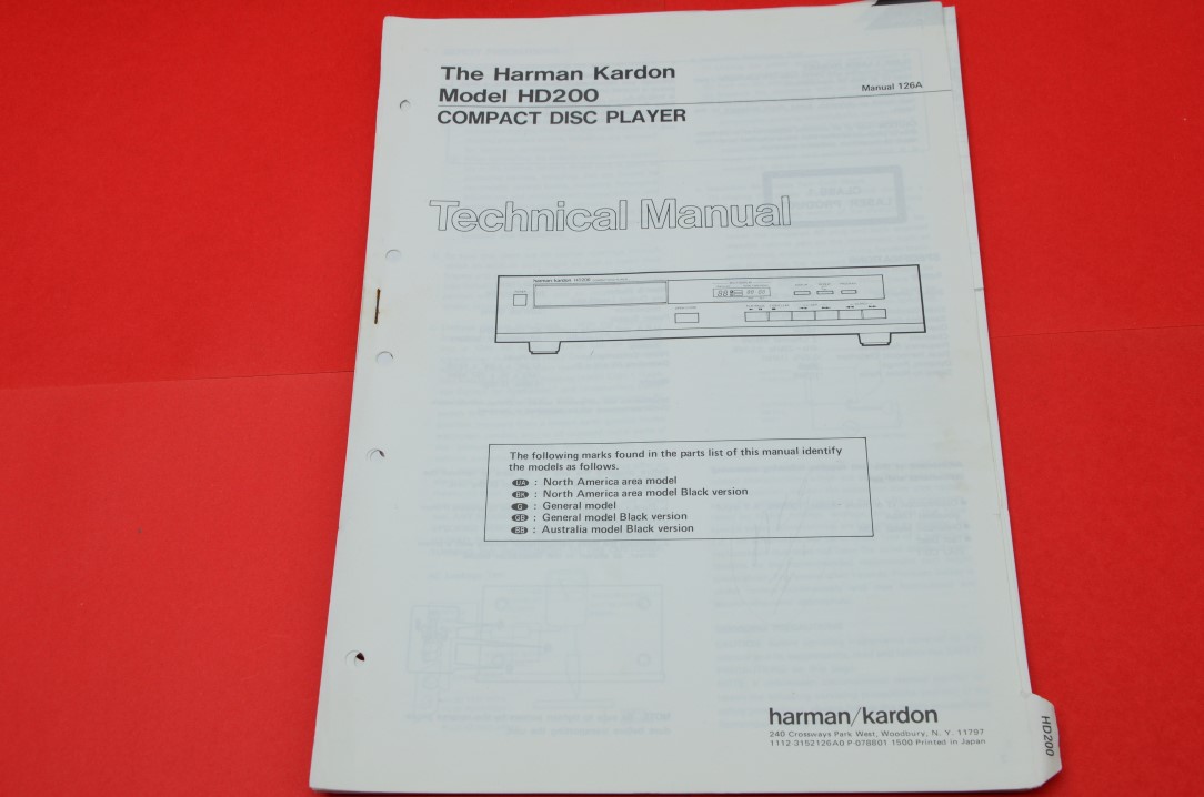 Harman Kardon HD200 CD-Speler Service Manual