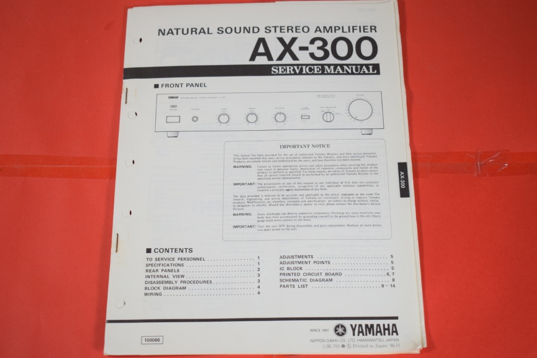Yamaha AX-300 Stereo Versterker Service Manual
