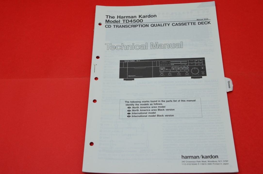 Harman Kardon TD4500 cassettedeck Service Manual