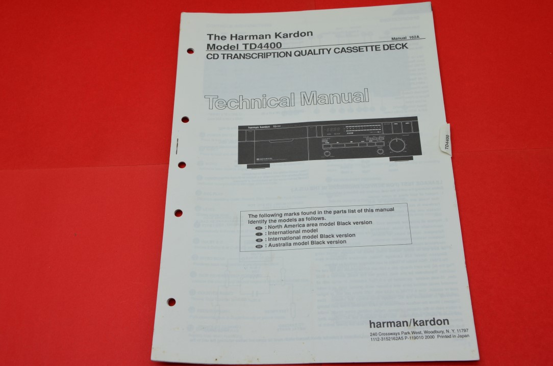 Harman Kardon TD4400 cassettedeck Service Manual
