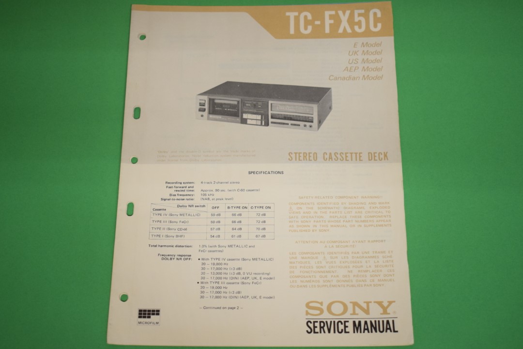 Onkyo Sony TC-FX5C cassettedeck Service Manual