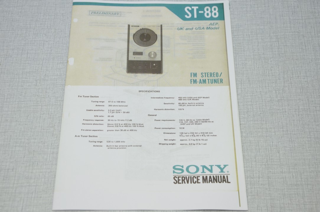 Sony ST-88 Tuner Fotokopie Originele Service Manual