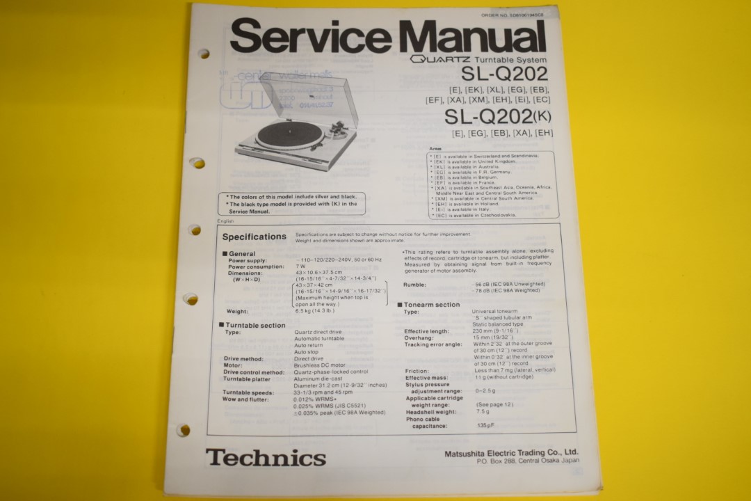 Technics SL-Q202 Platenspeler Service Manual