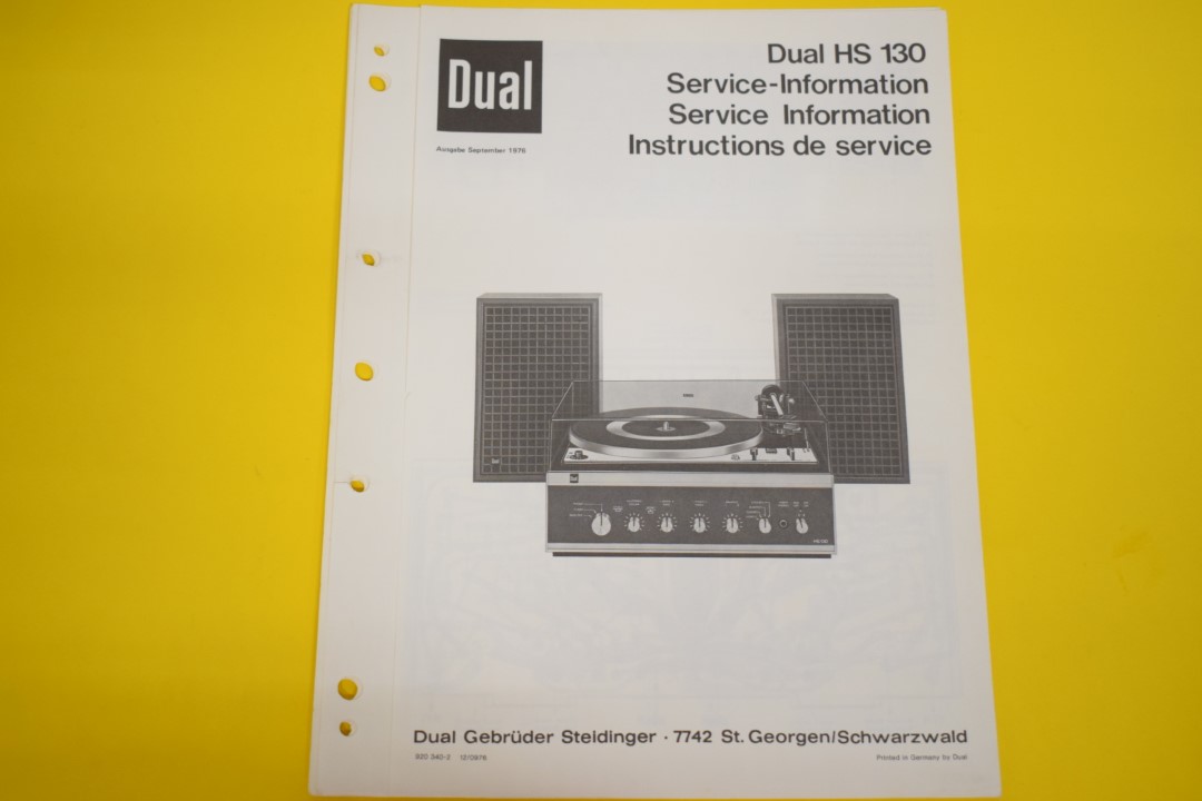 Dual HS 130 Platenspeler / Versterker / Luidspreker Service Manual