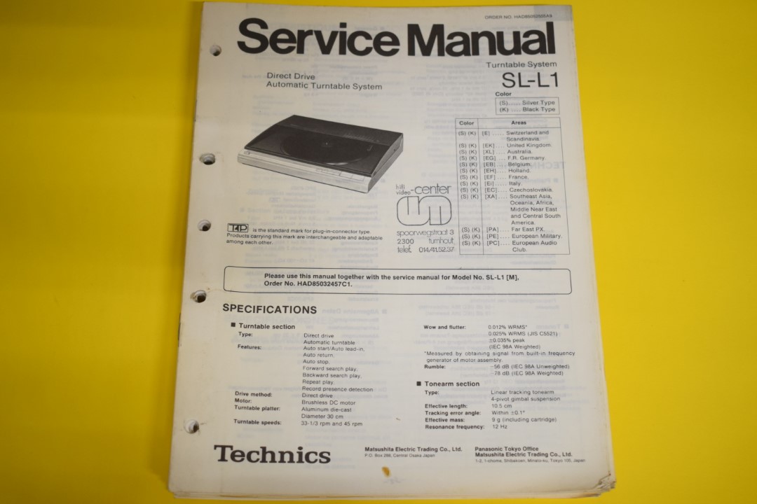 Technics SL-L1 Platenspeler Service Manual