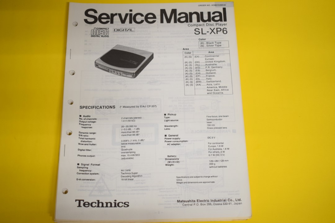 Technics SL-XP6 Draagbare CD-Speler Service Manual