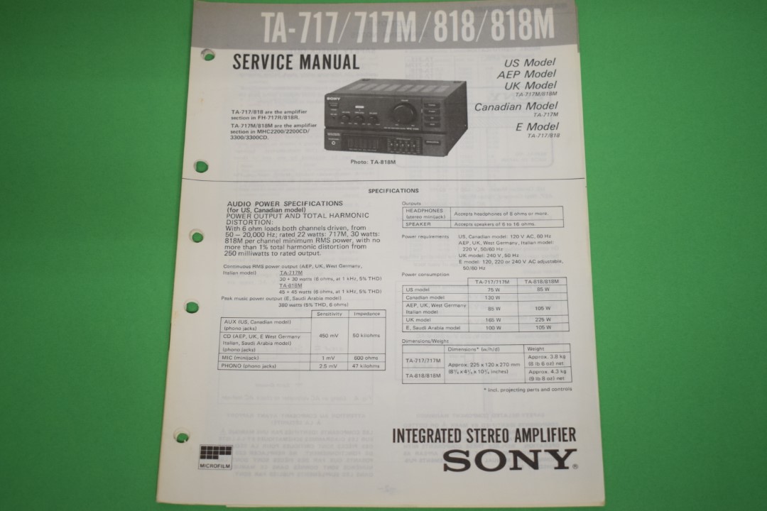 Sony TA-717(M) / 818(M) Versterker Service Manual