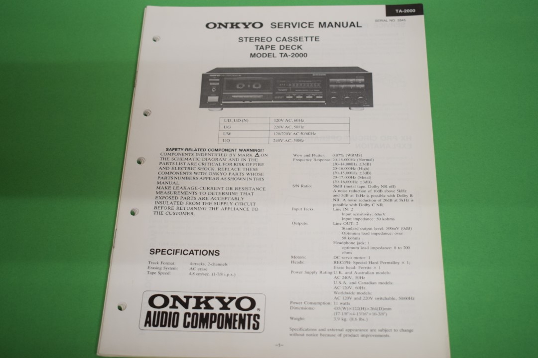 Onkyo TA-2000 cassettedeck Service Manual