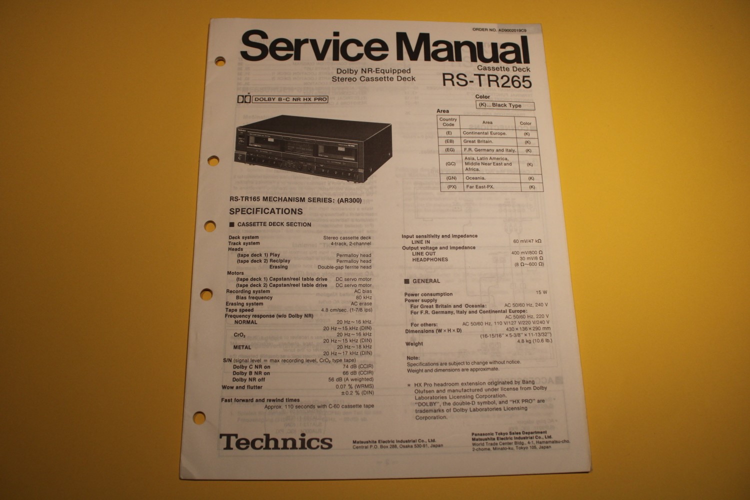 Technics RS-TR265 cassettedeck Service Manual