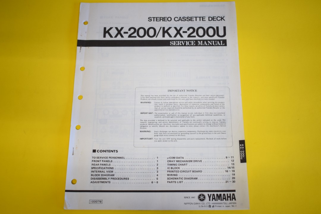 Yamaha KX-200/KX-200U cassettedeck Service Manual