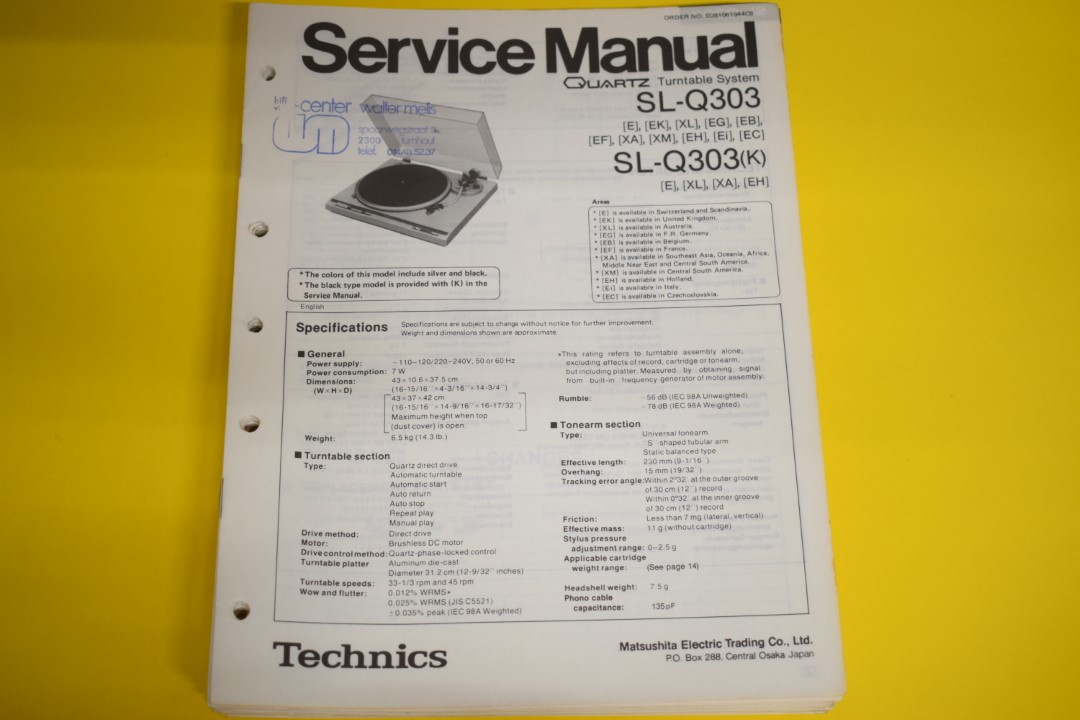 Technics SL-Q303 Platenspeler Service Manual