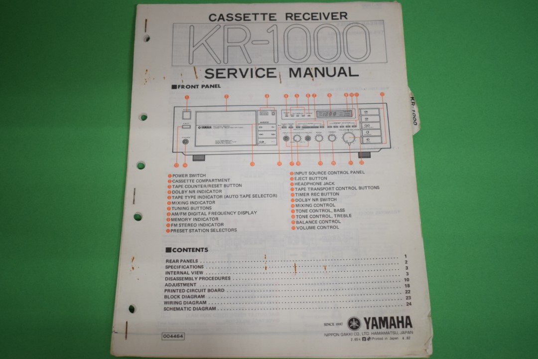 Yamaha KR-1000 Cassettedeck / Receiver Service Manual