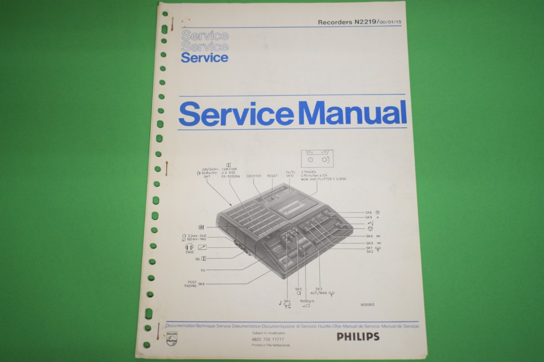 Philips N2219 cassette recorder Service Manual