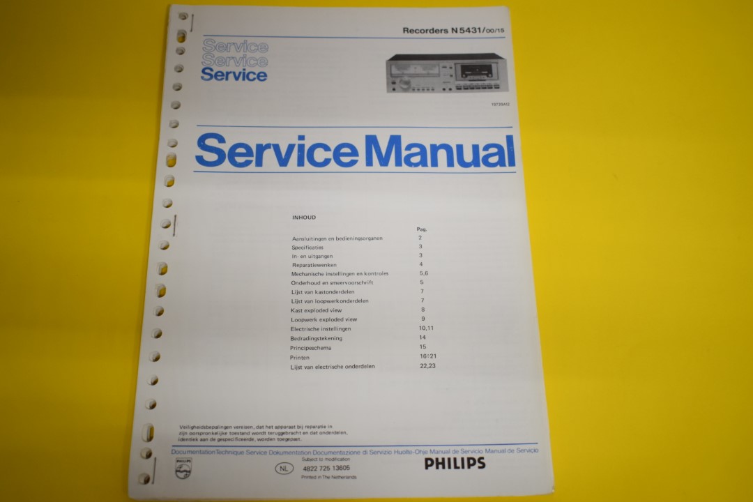 Philips N5431 cassettedeck Service Manual