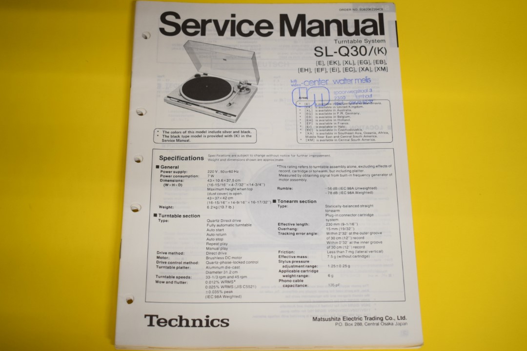 Technics SL-Q30 Platenspeler Service Manual