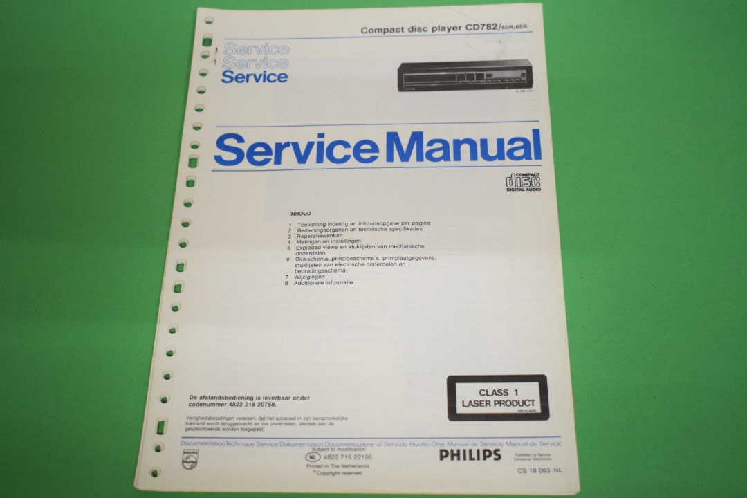 Philips CD782 CD-Speler Model 60R/65R  (Nederlands) Service Manual