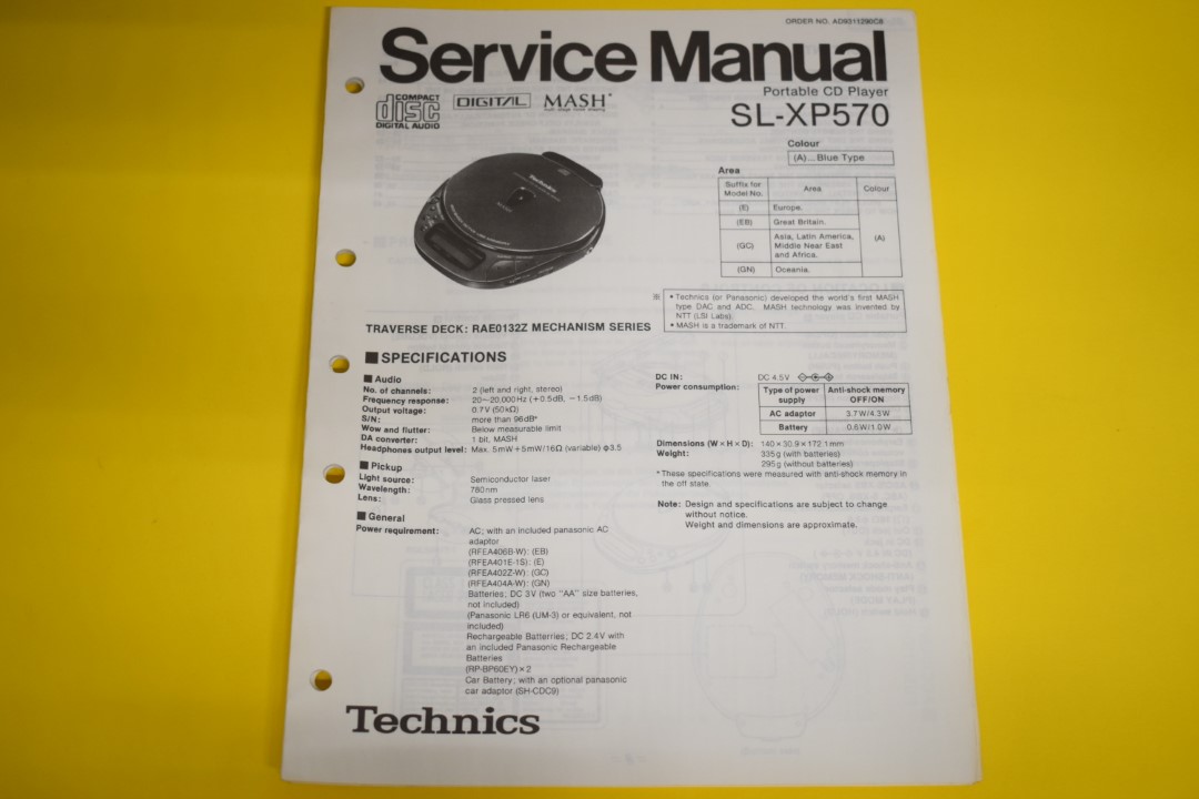 Technics SL-XP570 Draagbare CD-Speler Service Manual