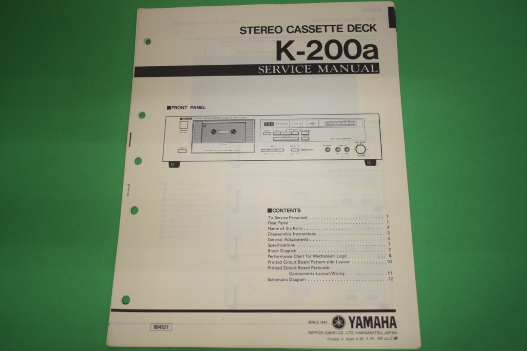 Yamaha K-200a cassettedeck Service Manual