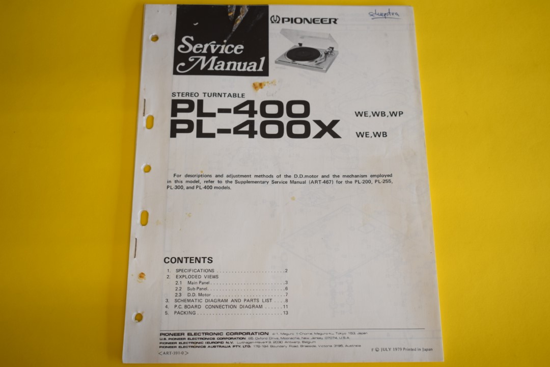 Pioneer PL-400/PL-400X Platenspeler Service Manual