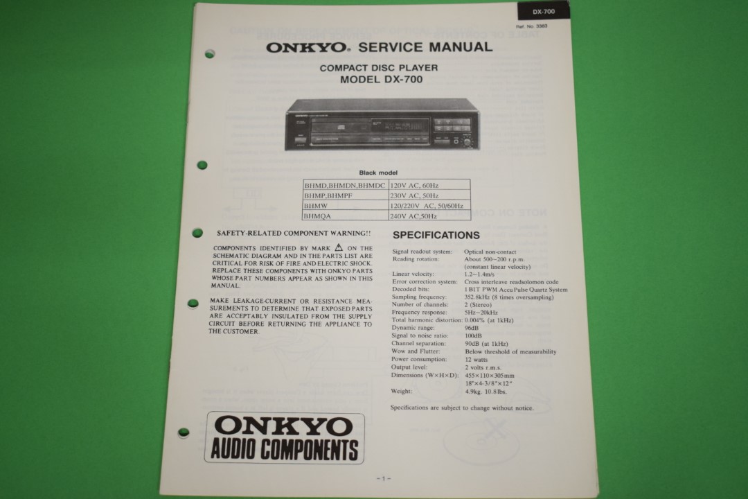 Onkyo DX-700 CD-Speler Service Manual