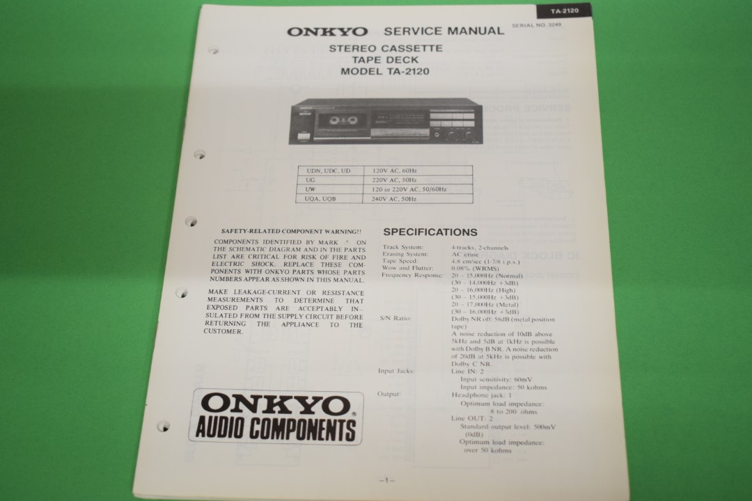 Onkyo TA-2120 cassettedeck Service Manual