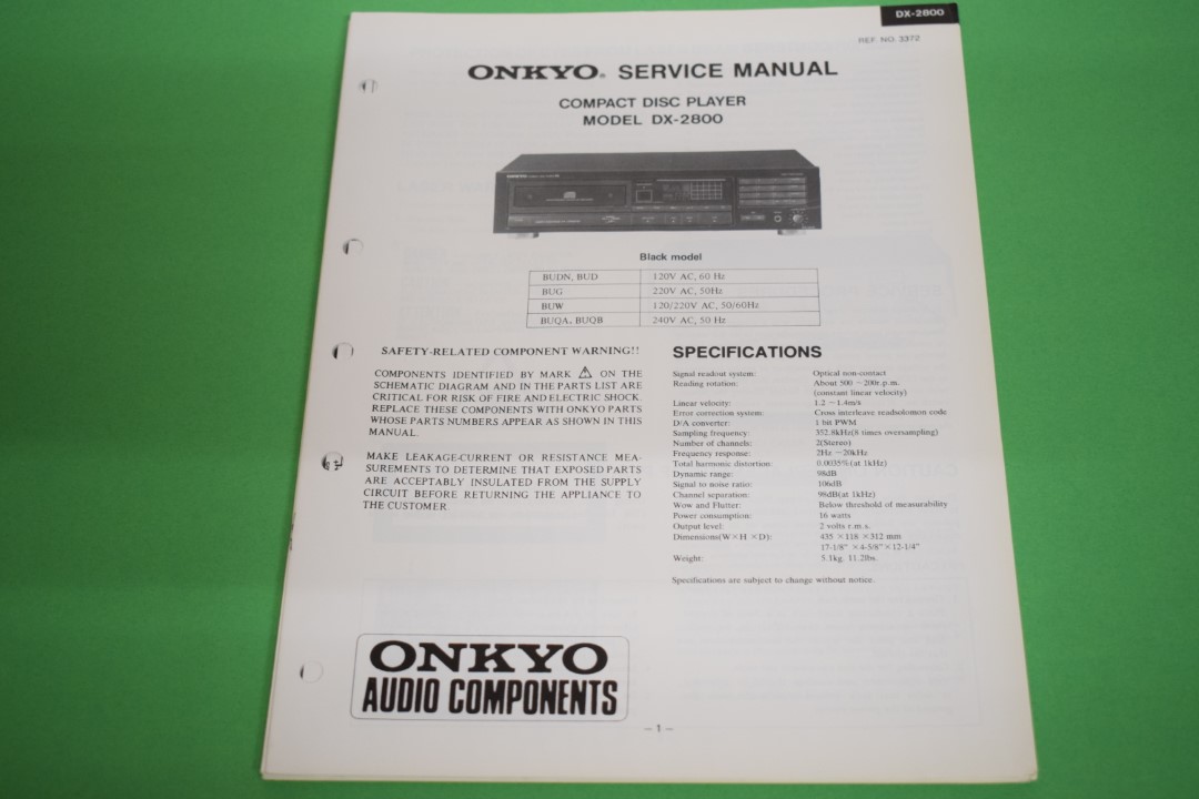 Onkyo DX-2800 CD-Speler Service Manual