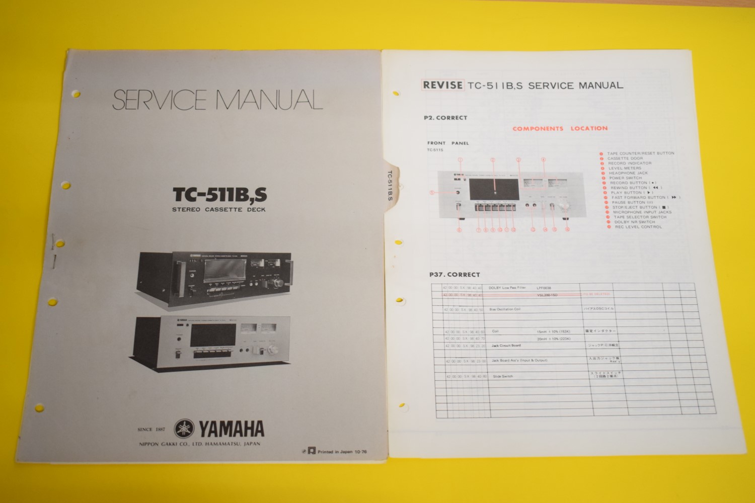 Yamaha TC-511B,S cassettedeck Service Manual