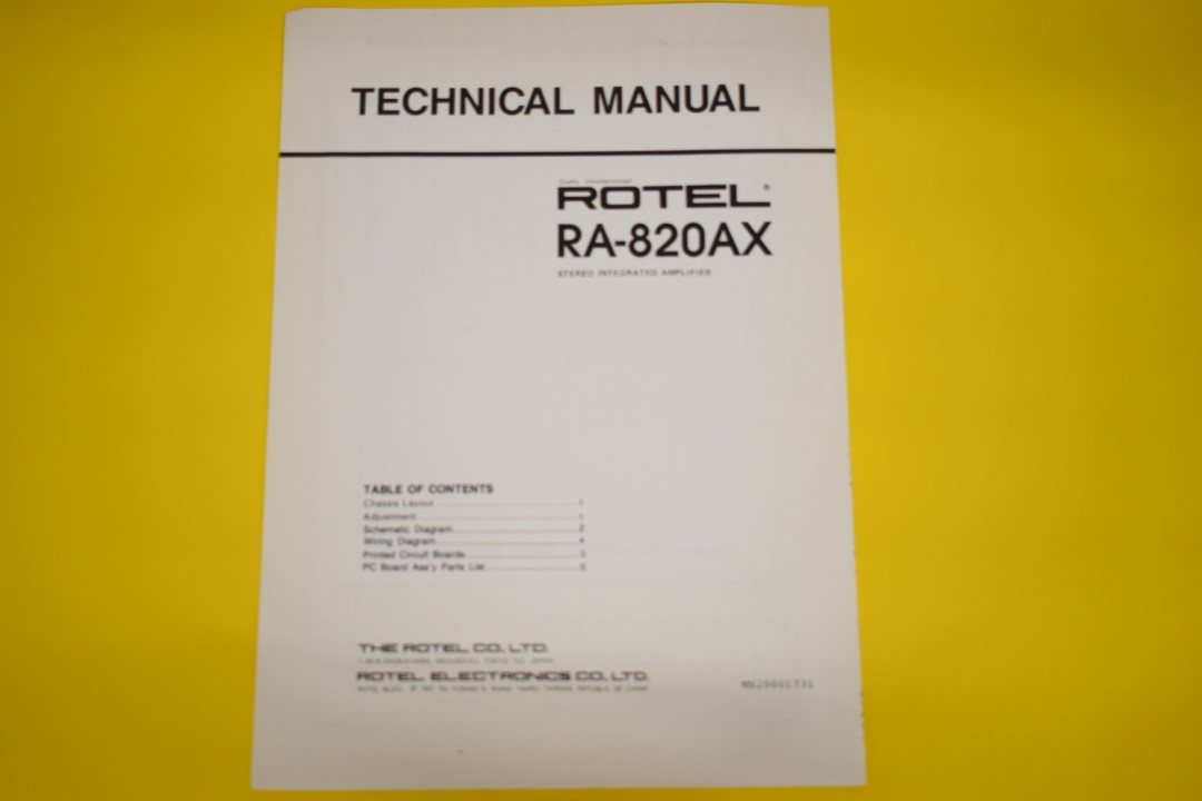 Rotel RA-820AX Stereo Versterker Service Manual