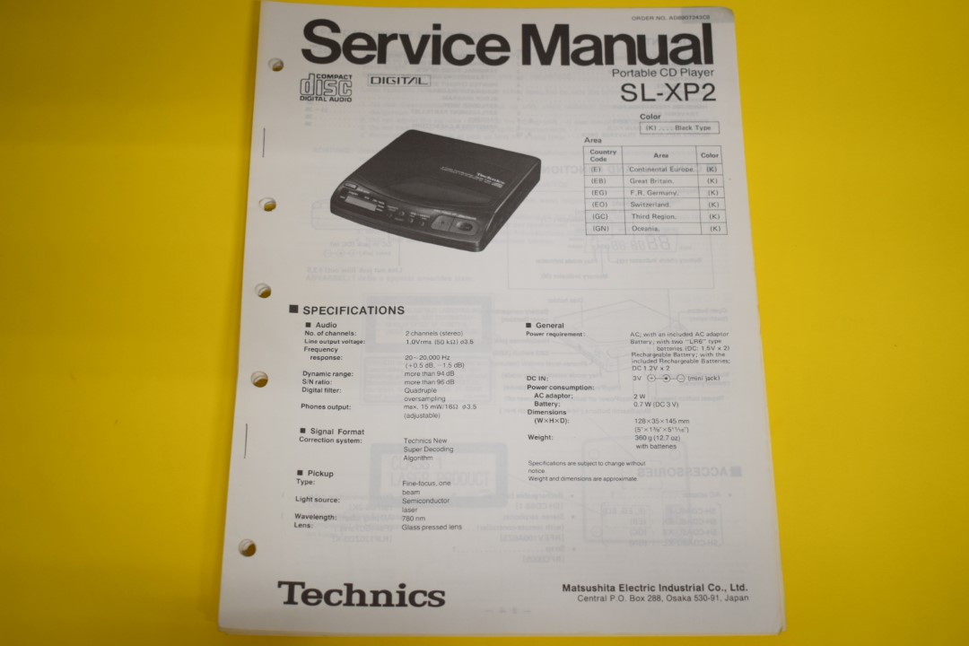 Technics SL-XP2 Draagbare CD-Speler Service Manual
