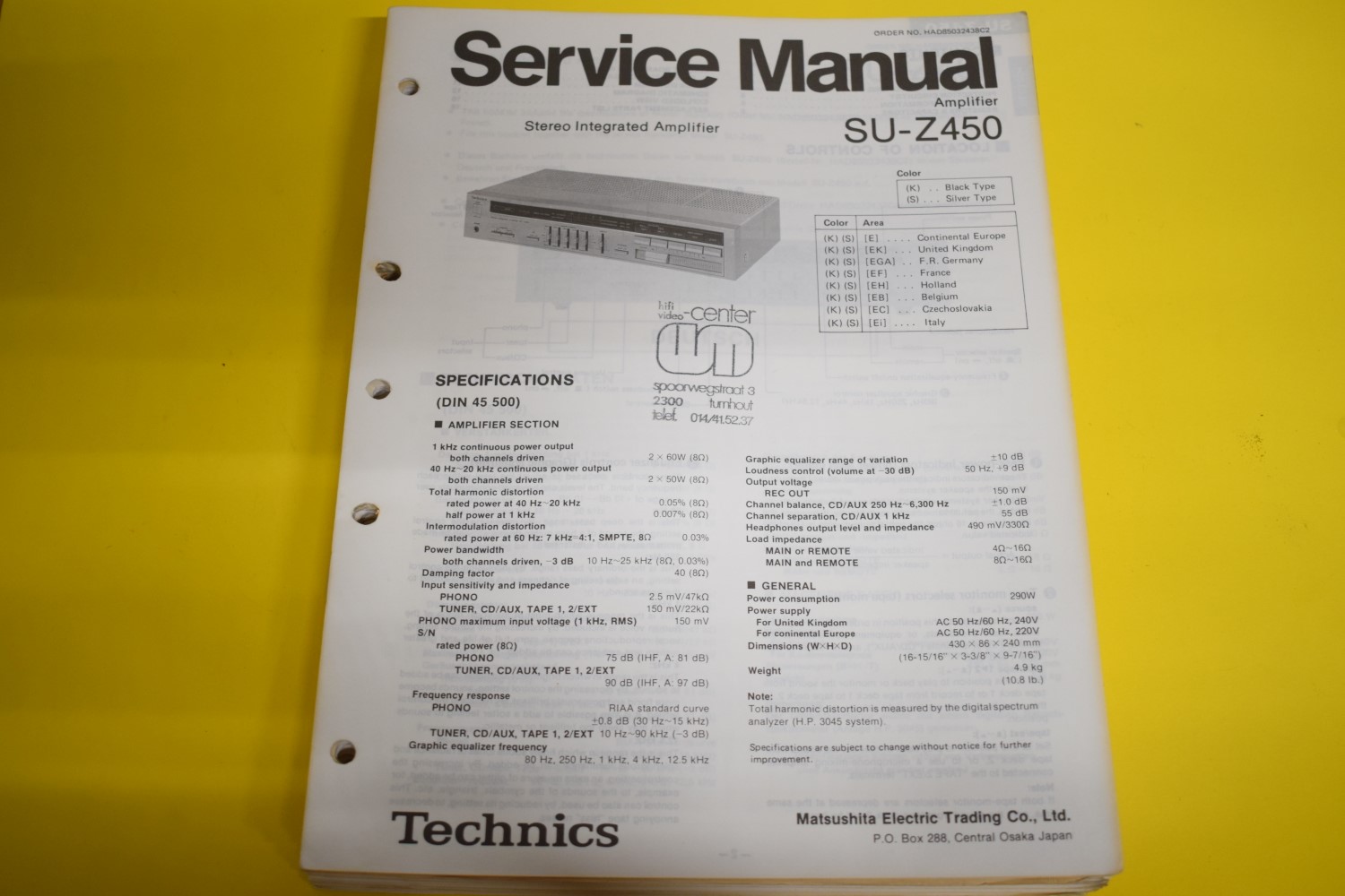 Technics SU-Z450 Versterker Service Manual