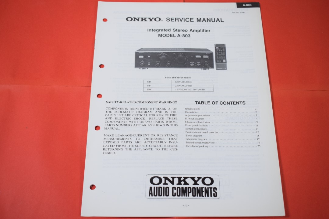 Onkyo A-803 Versterker Service Manual