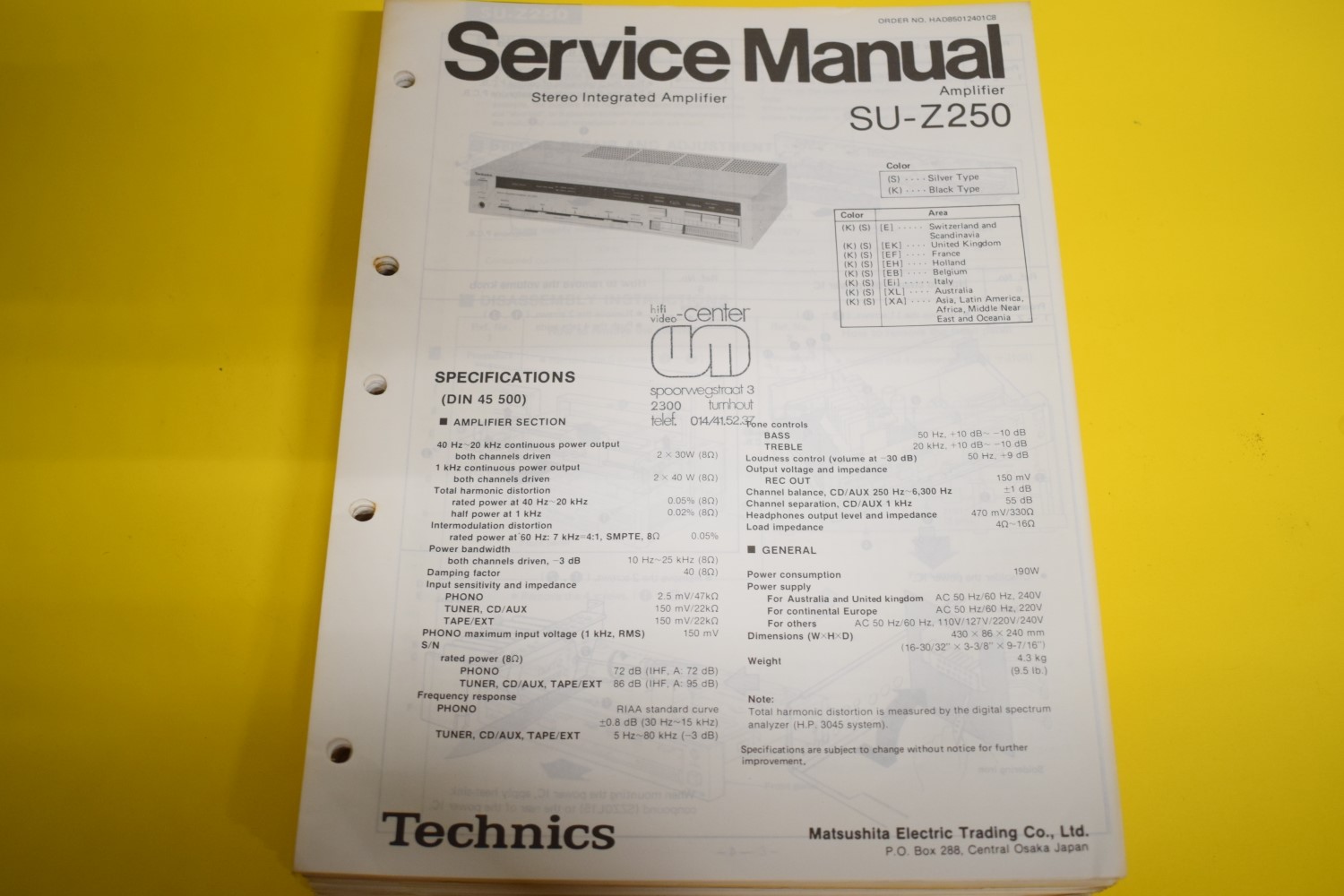 Technics SU-Z250 Versterker Service Manual