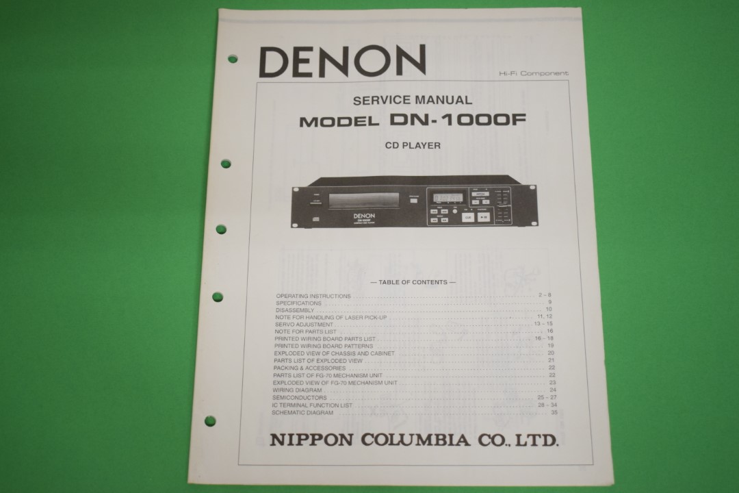 Denon DN-1000F Dubbel CD-Speler Service Manual