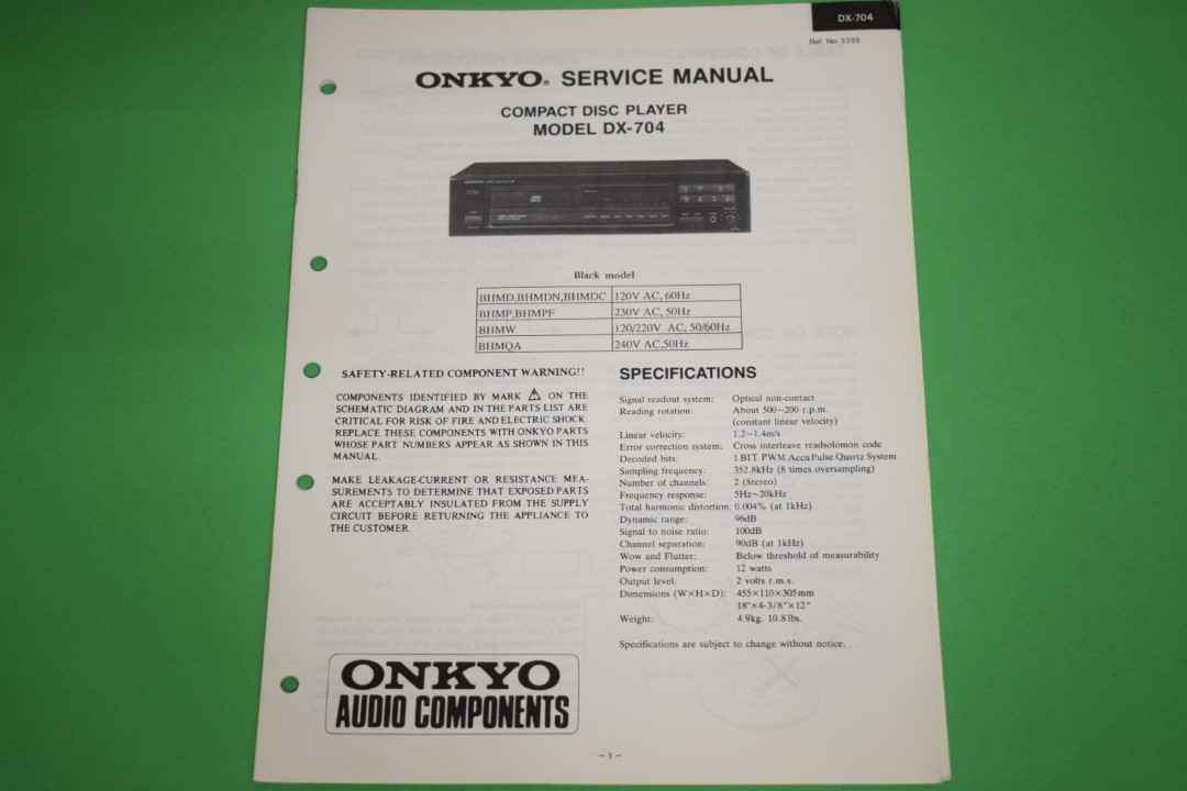 Onkyo DX-704 CD-Speler Service Manual