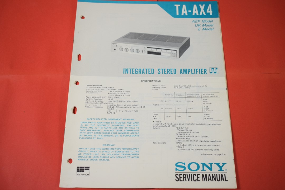 Kenwood Sony TA-AX4 Versterker Service Manual