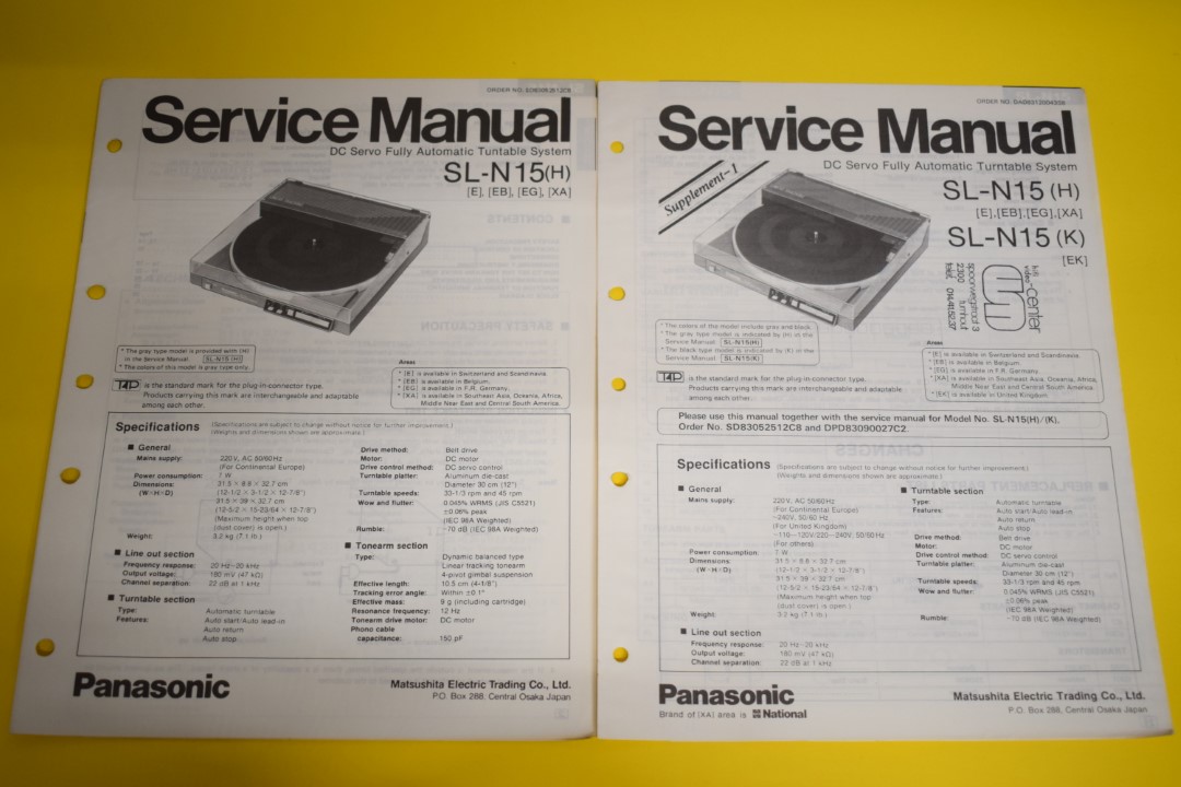 Technics SL-N15 Platenspeler Service Manual