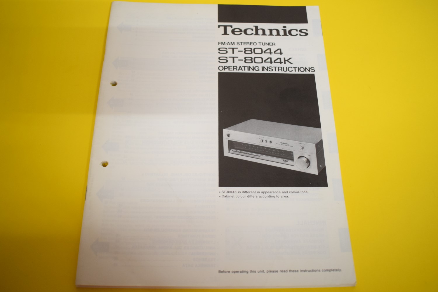 Technics ST-8044/ST-8044K Tuner Gebruikershandleiding