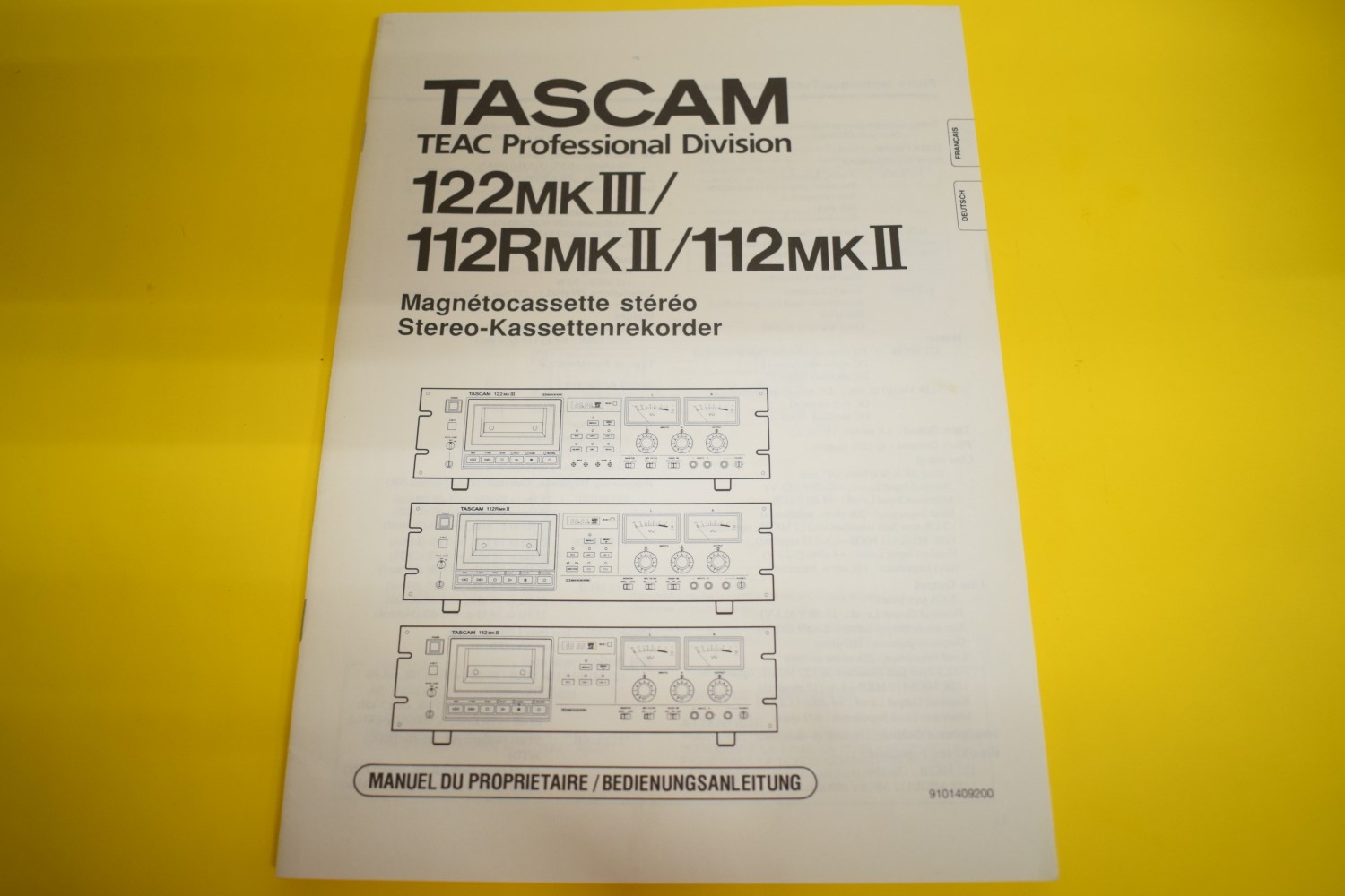 Tascam 122mkIII/112RmkII/112mkII cassettedeck Gebruikershandleiding