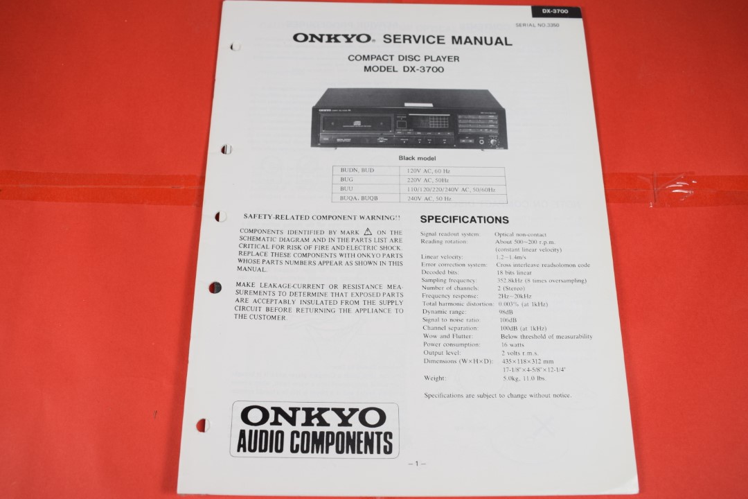 Onkyo DX-3700 CD-Speler Service Manual